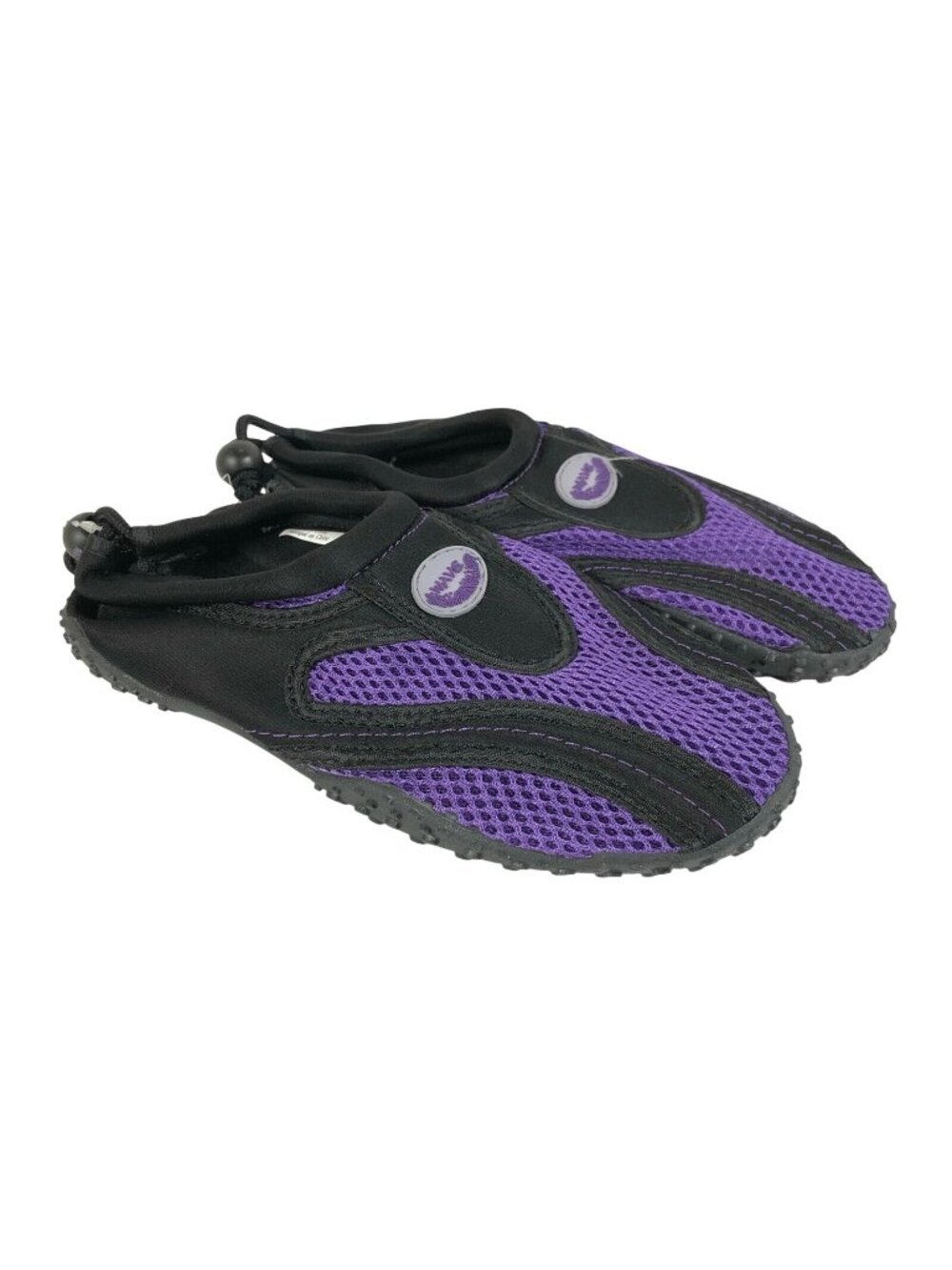 Easy USA Womens Water Shoes Slip On Mesh Drawstring Purple Black Size 6